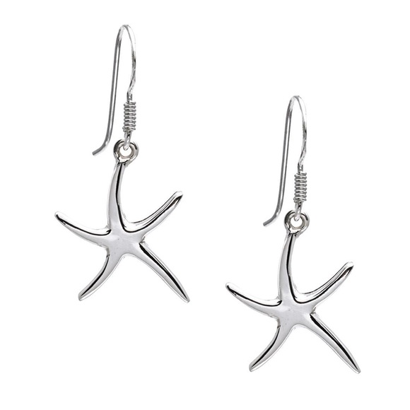 Jewelry - 925 Sterling Silver Starfish Dangle Hook Earrings Coastal Beach Nautical